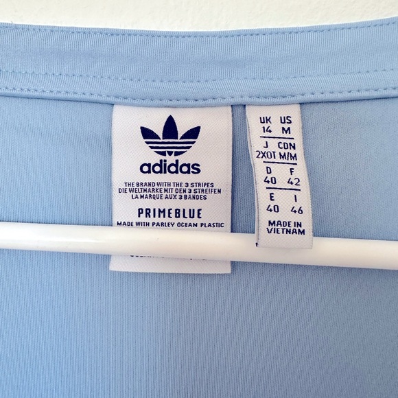 Adidas Originals Adicolor Three Stripe Long Sleeve Top in Blue with Square Neck - Picture 8 of 8